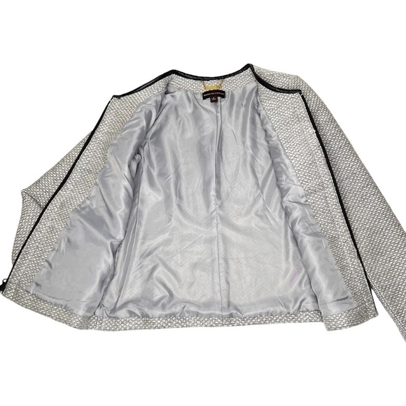 DANA BUCHMAN Classic Silver Grey Tweed Blazer Zip Up Jacket Women's Size S - Picture 5 of 16